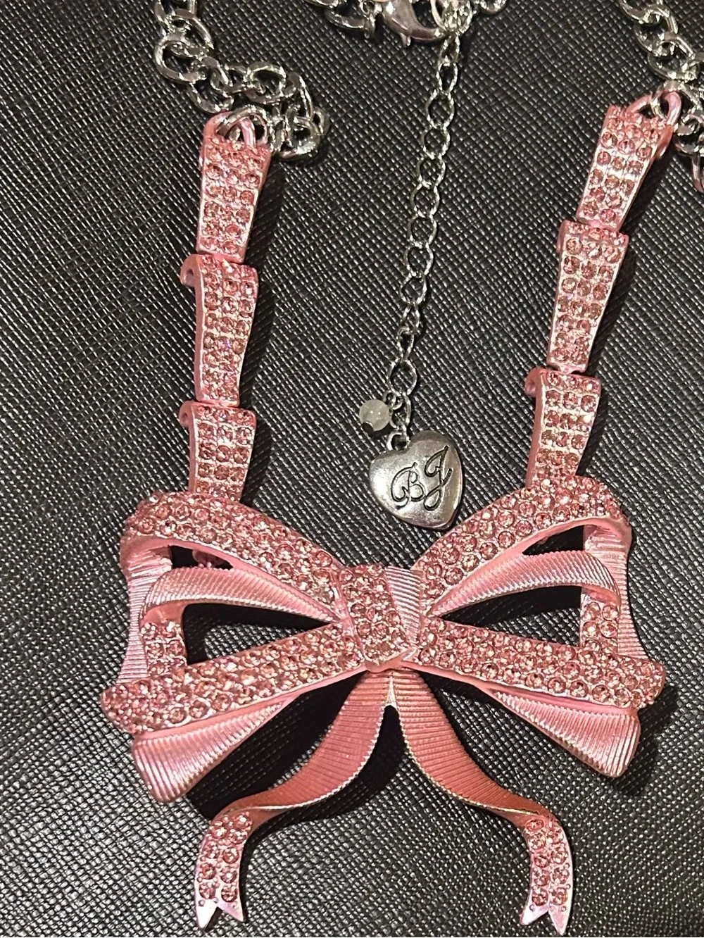 Betsey Johnson Faux Stone Fancy Bow Pendant Necklace